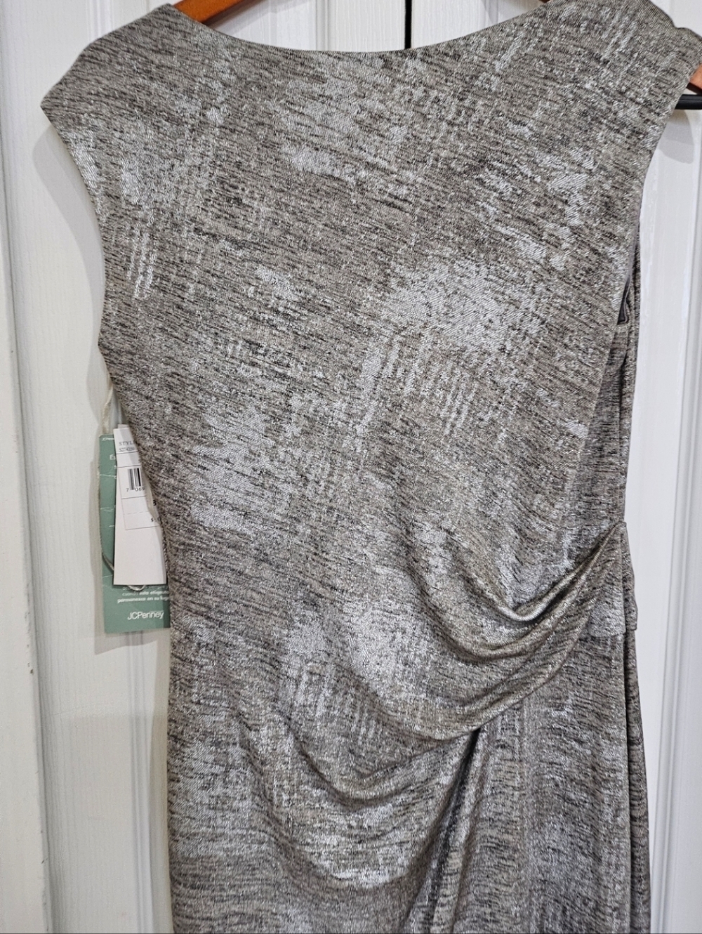 Scarlett Women’s Size 8 Silver Metallic Ruched Sheath Dress Sleeveless Cowl Neck - Picture 6 of 10